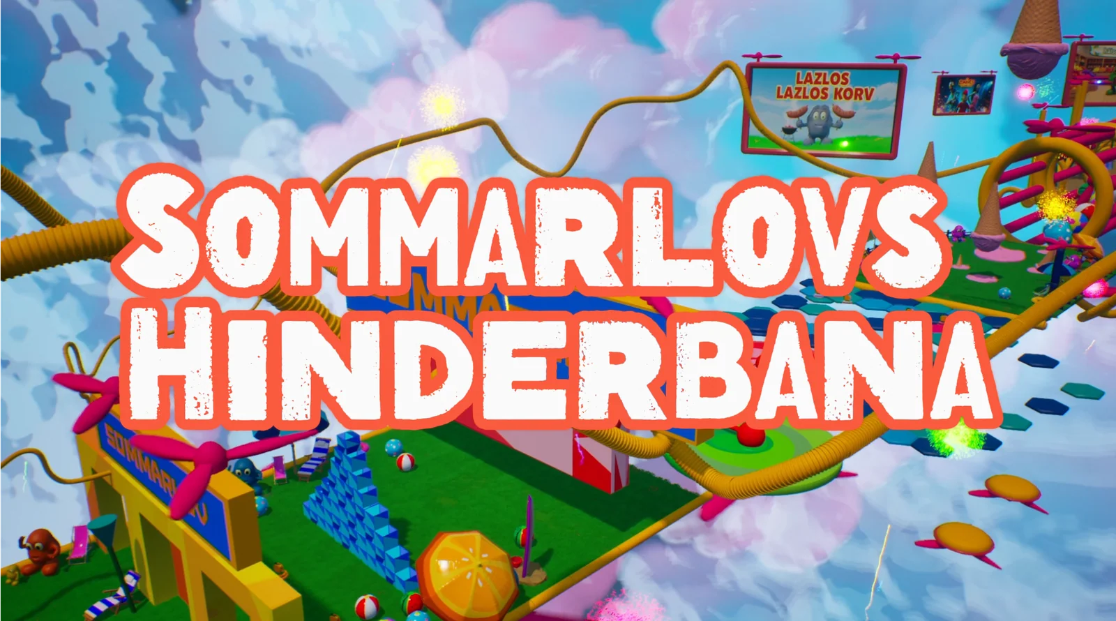 The colourful floating obstacle course from Sommarlovs Hinderbana